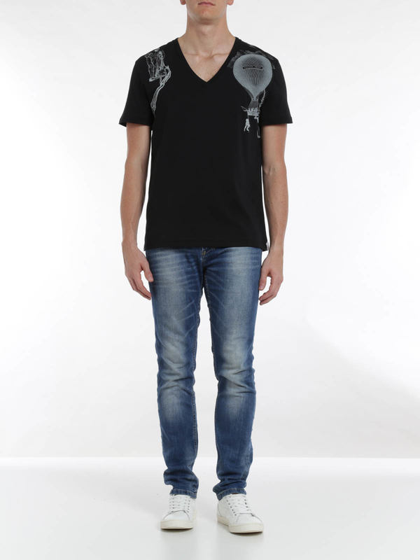 ALEXANDER MCQUEEN: t-shirts online - Harness print t-shirt