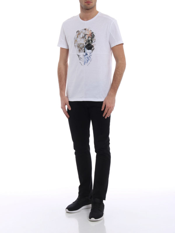 Alexander Mcqueen Skull patchwork print white T-shirt