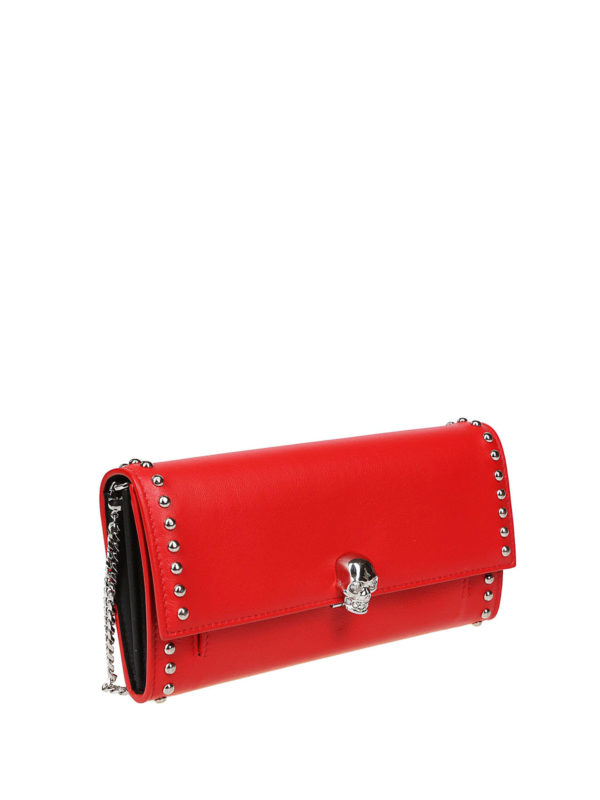 ALEXANDER MCQUEEN: wallets & purses online - Skull studded red leather chain wallet