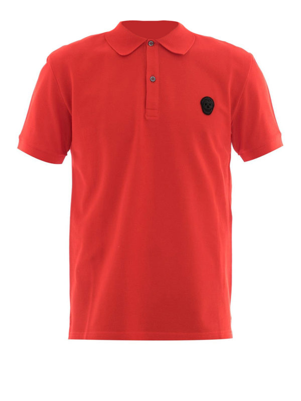 ALEXANDER MCQUEEN: polo shirts - Skull patch red polo shirt