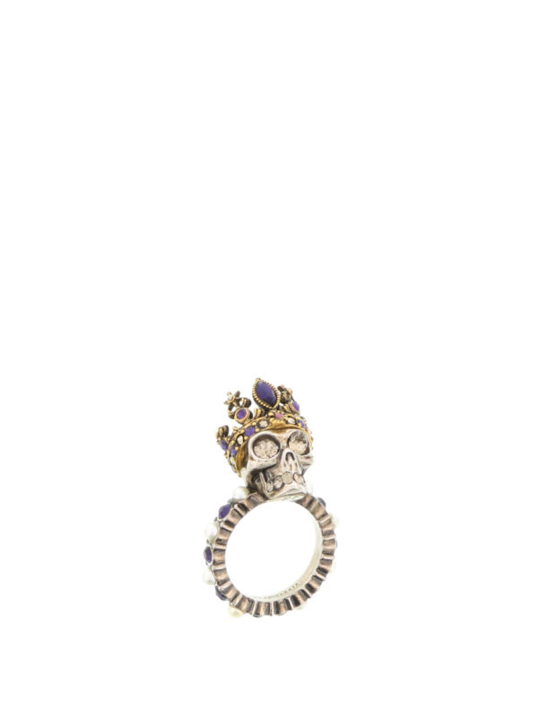 ALEXANDER MCQUEEN: Rings - Queen Skull brass ring