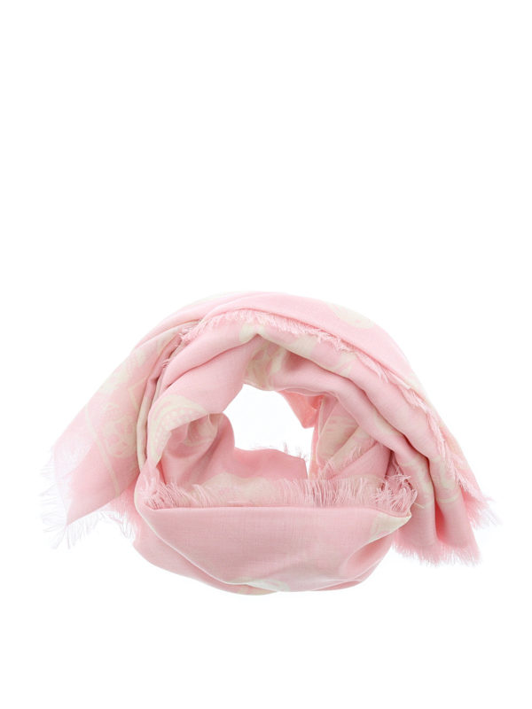 ALEXANDER MCQUEEN: scarves - Pink Skull scarf