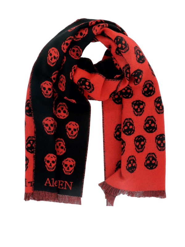ALEXANDER MCQUEEN: scarves - Skull double sided scarf