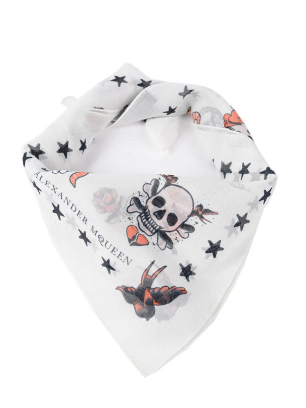 ALEXANDER MCQUEEN: Schals - Baumwollschal Mit Tattoo-Print