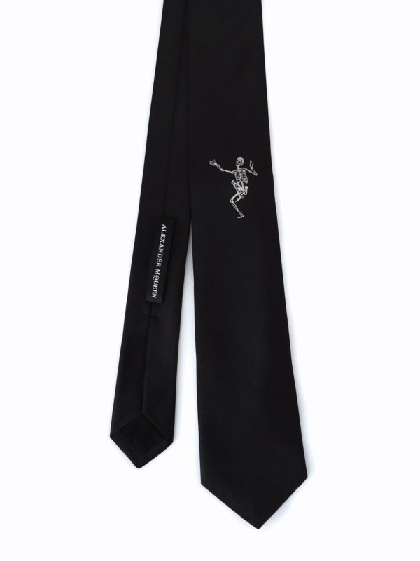 ALEXANDER MCQUEEN: ties & bow ties - Dancing skeleton silk tie