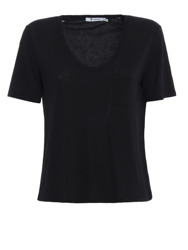 ALEXANDER WANG: t-shirts - Viscose T-shirt with breast pocket