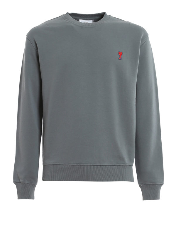 AMI: Sweatshirts & Sweaters - Logo patch cotton sweatshirt