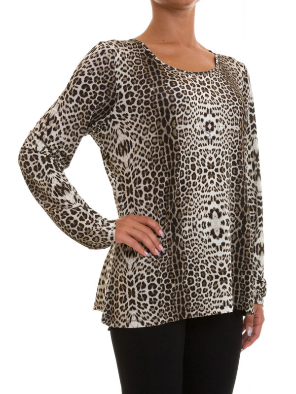 Animal print long sleeves T-shirt shop online: Class Roberto Cavalli