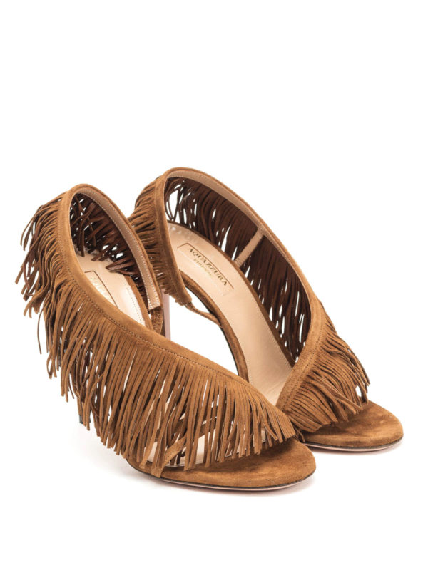 Aquazzura: sandals online - Wild Fringe suede sandals