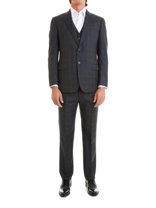 Armani Collezioni G Line checked wool formal suit