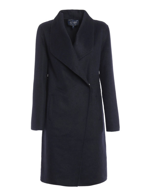 Armani Jeans: knee length coats - Wool blend double-breasted coat
