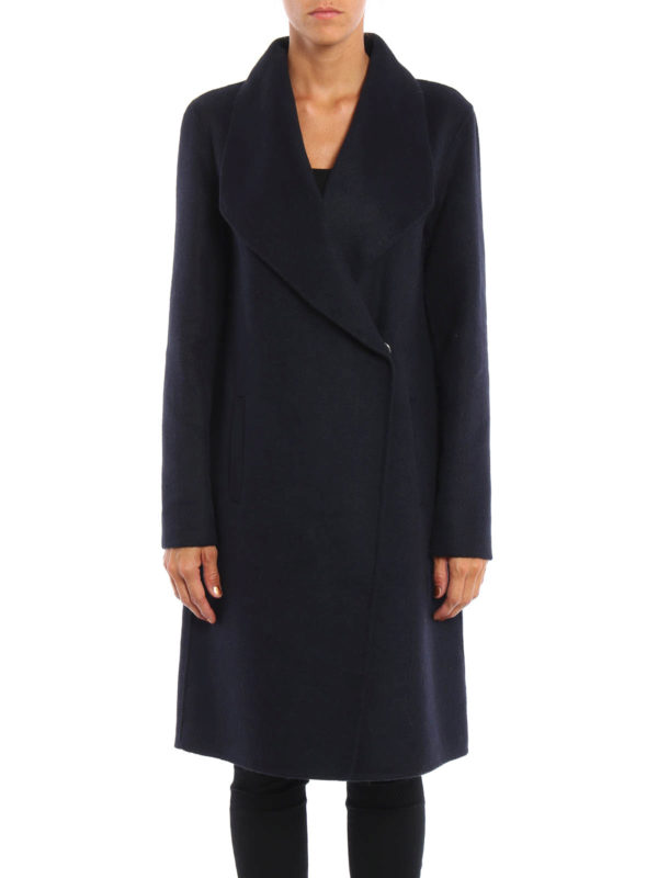 Armani Jeans: knee length coats online - Wool blend double-breasted coat