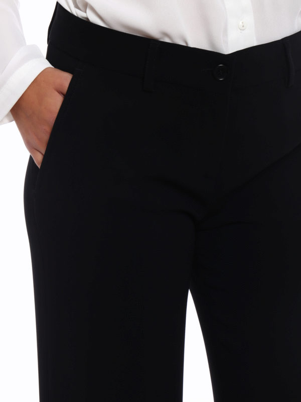 Aspesi Black crepe cady wide leg trousers - Black | 142208810241