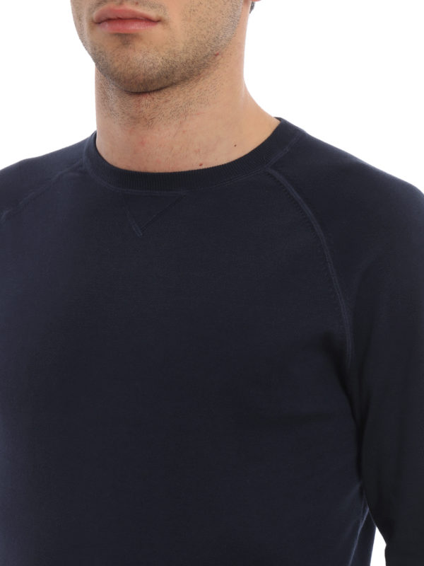 ASPESI buy online Blue cotton crew neck sweater