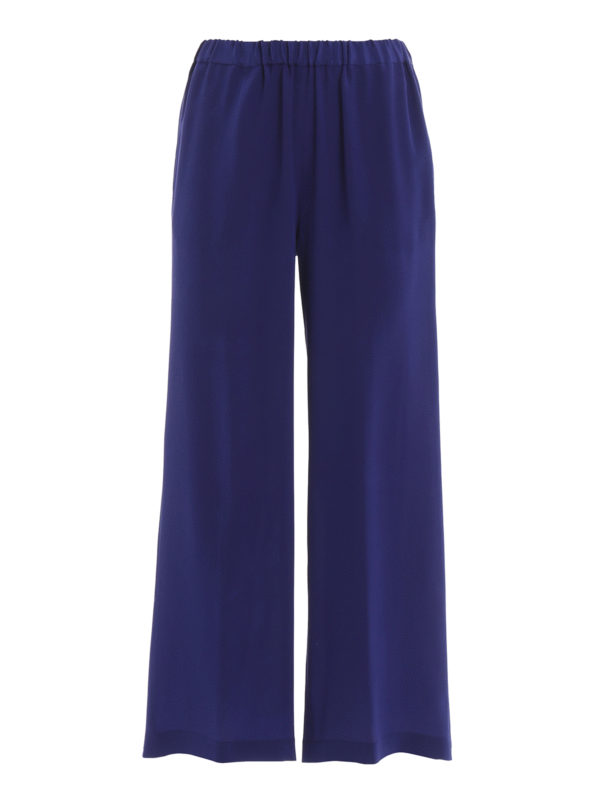 ASPESI: pantaloni casual - Pantaloni a gamba ampia in seta bluette