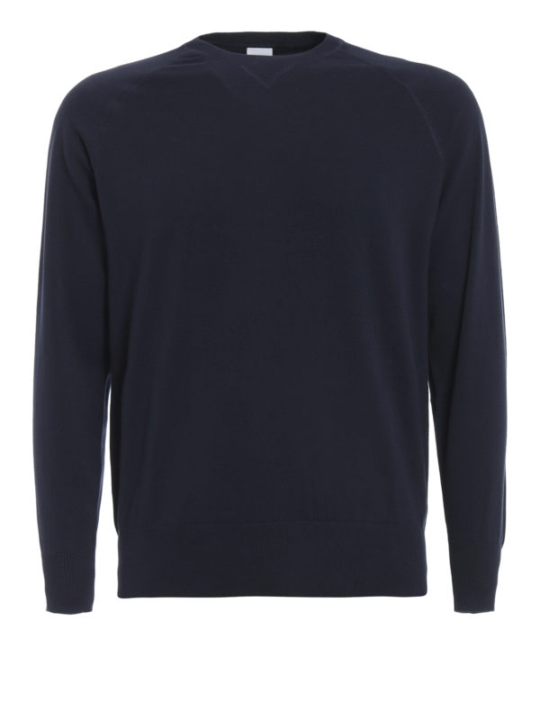 ASPESI: crew necks - Blue cotton crew neck sweater