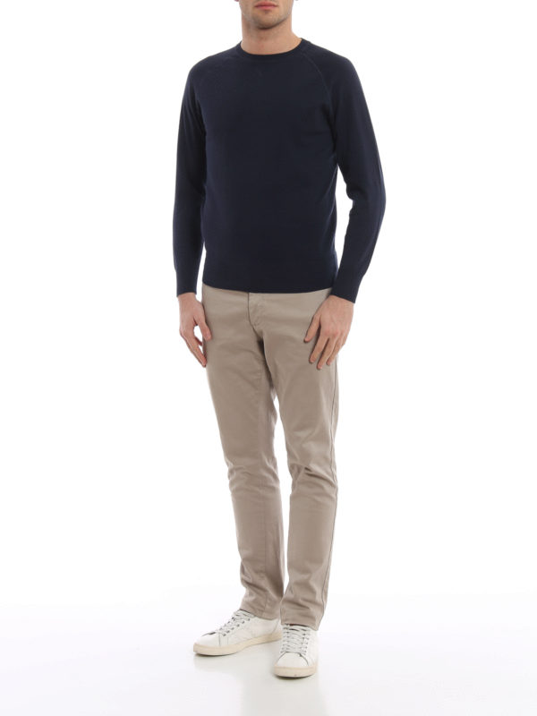 ASPESI: crew necks online - Blue cotton crew neck sweater