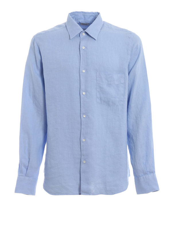 ASPESI: shirts - Linen shirt with patch pocket