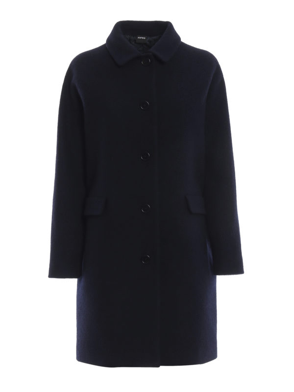 ASPESI: short coats - Boiled wool single breasted egg-shaped coat