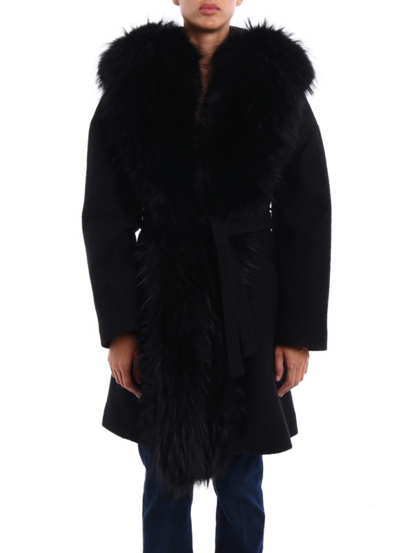 AVA ADORE: short coats online - Fur trimmed boiled wool coat