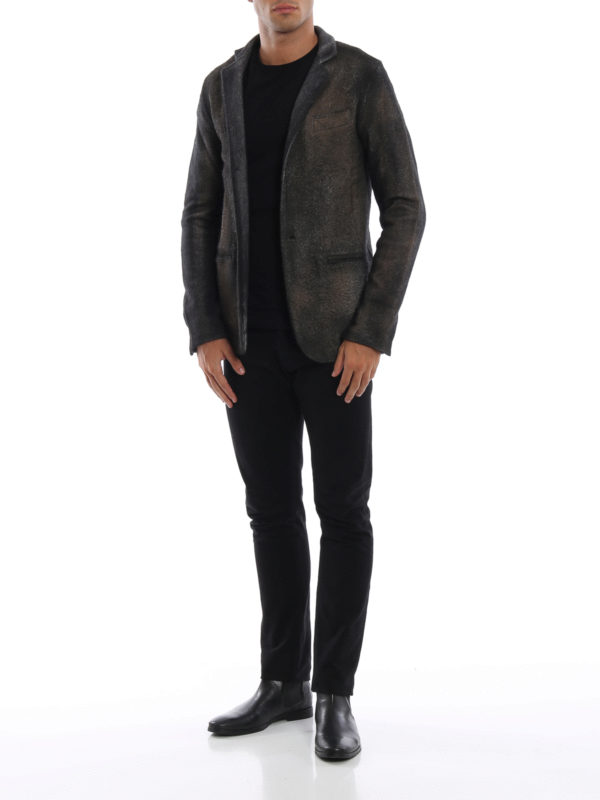 AVANT-TOI: blazers online - Suede effect gradient wool blend blazer