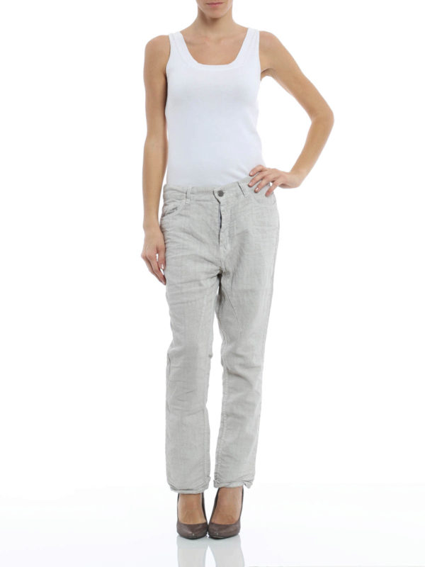 AVANT-TOI: casual trousers online - Tremoy drop crotch linen  pants