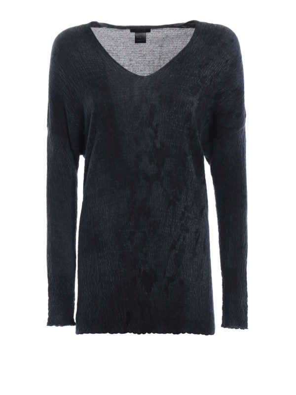 V necks Avant Toi - Spotted cashmere and silk wrinkle sweater ...