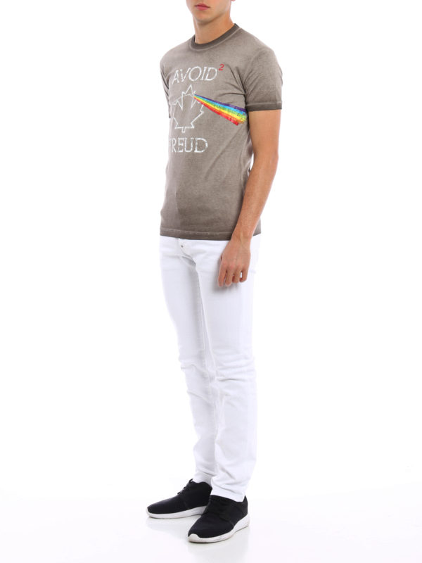Avoid Freud print garment dyed Tee shop online: DSQUARED2