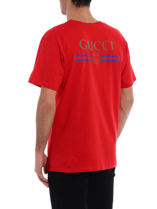 Back logo print red Tee shop online: GUCCI