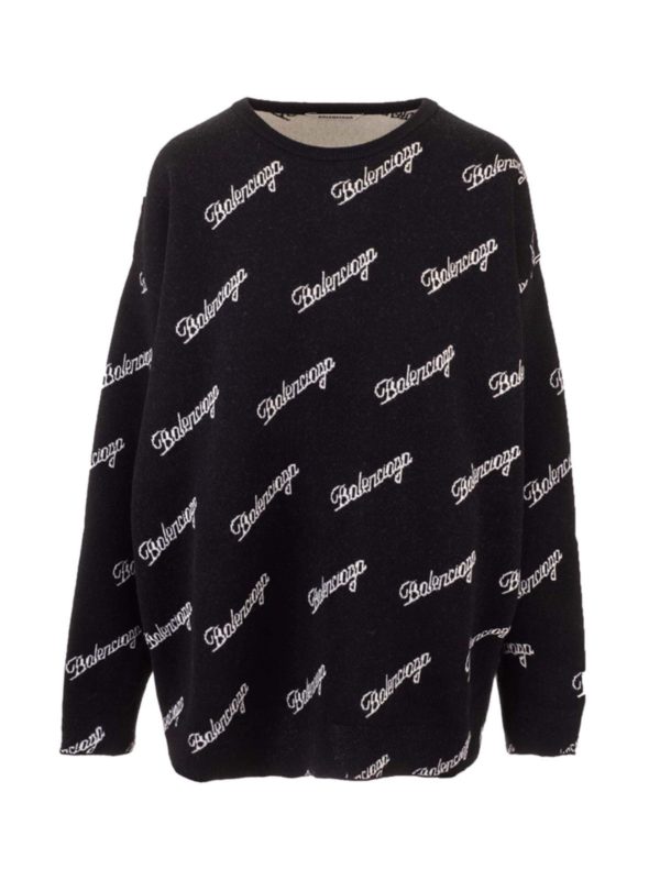 BALENCIAGA: Suéteres con cuello pico - Suéter - Negro