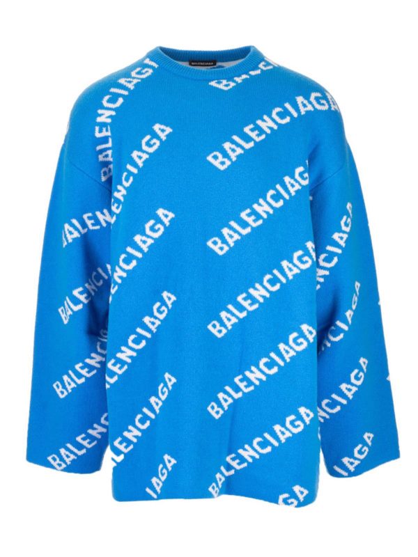 BALENCIAGA: Strick - Pullover - Blau