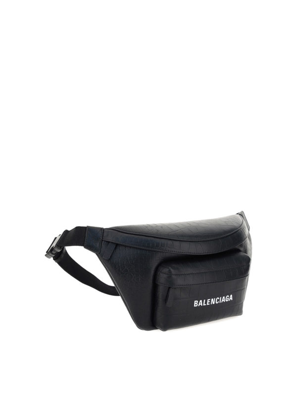 BALENCIAGA: belt bags online - Croco print leather belt bag