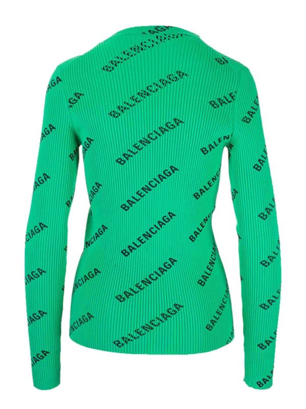 BALENCIAGA: Strickpullover mit Rundhalsausschnitt online - Rundhalspullover - Grün