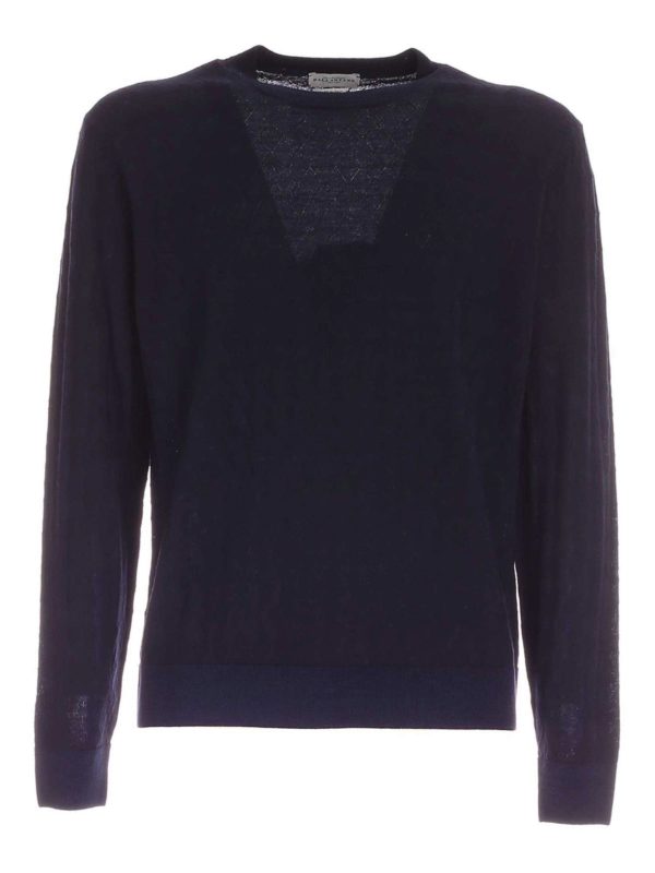 BALLANTYNE: Strickpullover mit Rundhalsausschnitt - Rundhalspullover - Blau