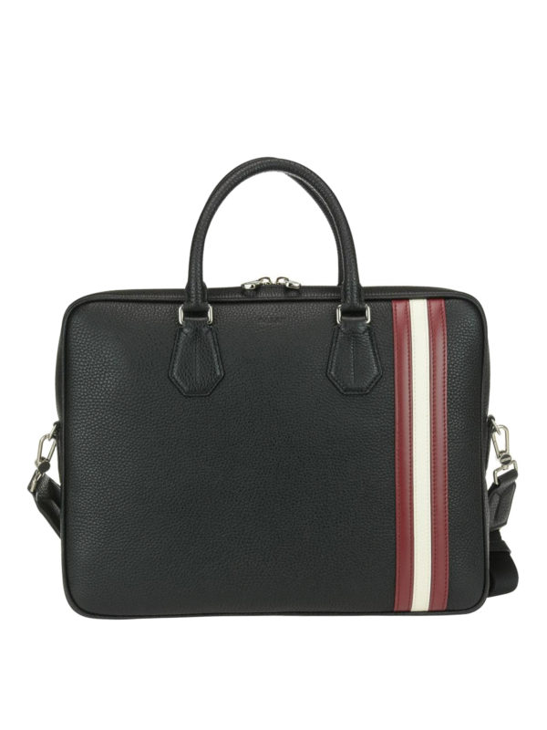 BALLY: laptop bags & briefcases - Staz black grained leather briefcase