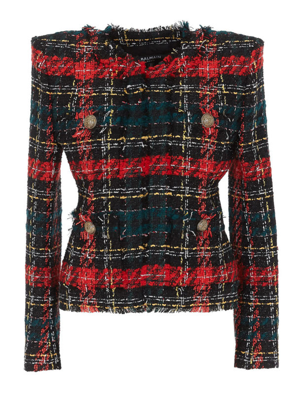 Balmain: blazers - Double-breasted tweed jacket