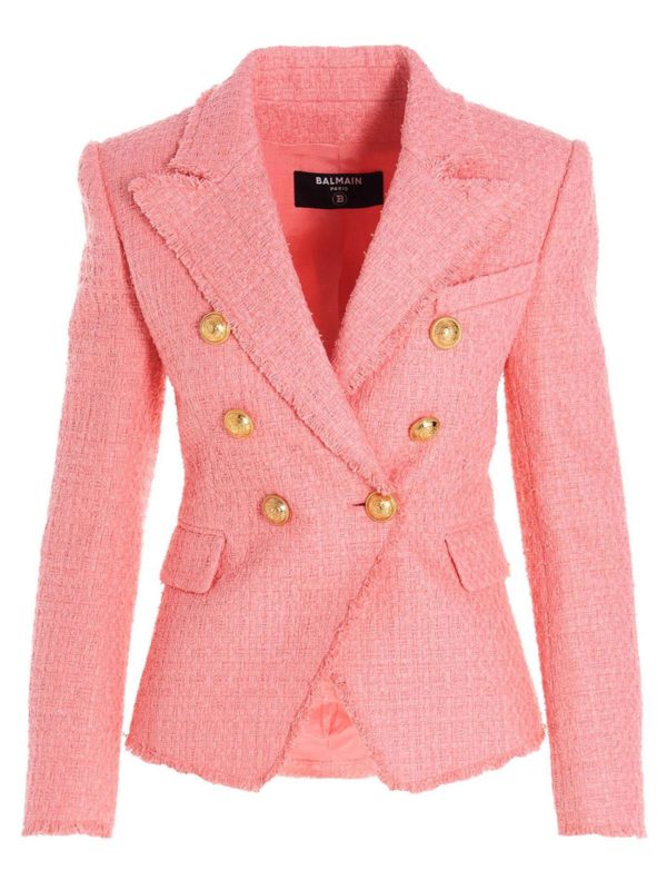 Balmain: blazers - Golden buttons blazer in pink