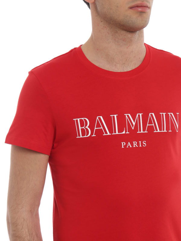 Balmain buy online Balmain logo print red T-shirt