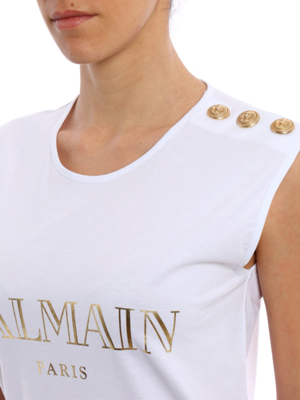 Balmain buy online Top decorato in cotone