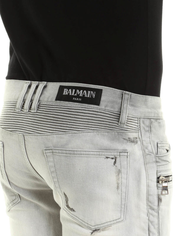 Balmain buy online Ripped biker jeans