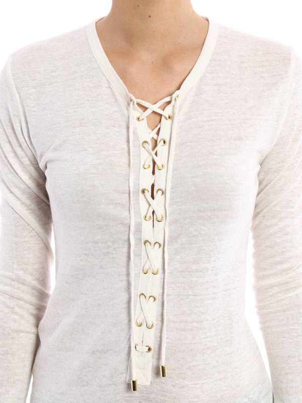 Balmain buy online Tunica in lino trasparente