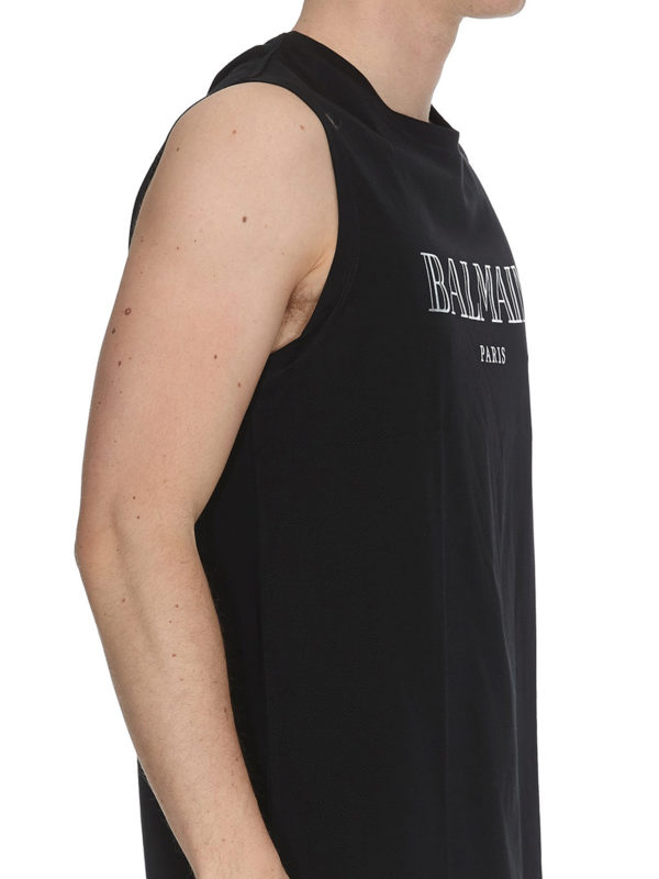 Balmain buy online Canotta nera con stampa logo