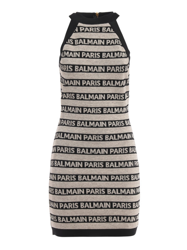 Balmain Logo stripe sleeveless bandage dress | RF16525K281GBA