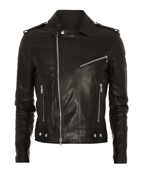 Balmain: Lederjacken - Lederjacke - Schwarz