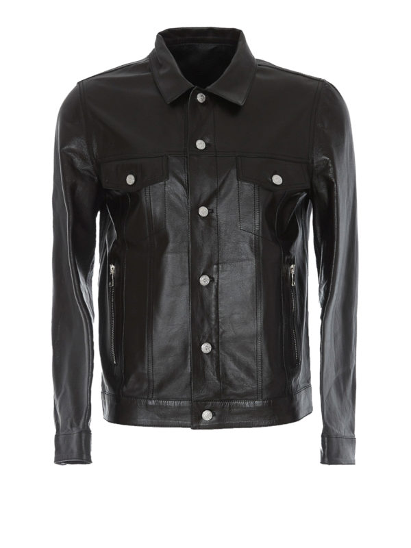 Balmain: Lederjacken - Lederjacke - Schwarz
