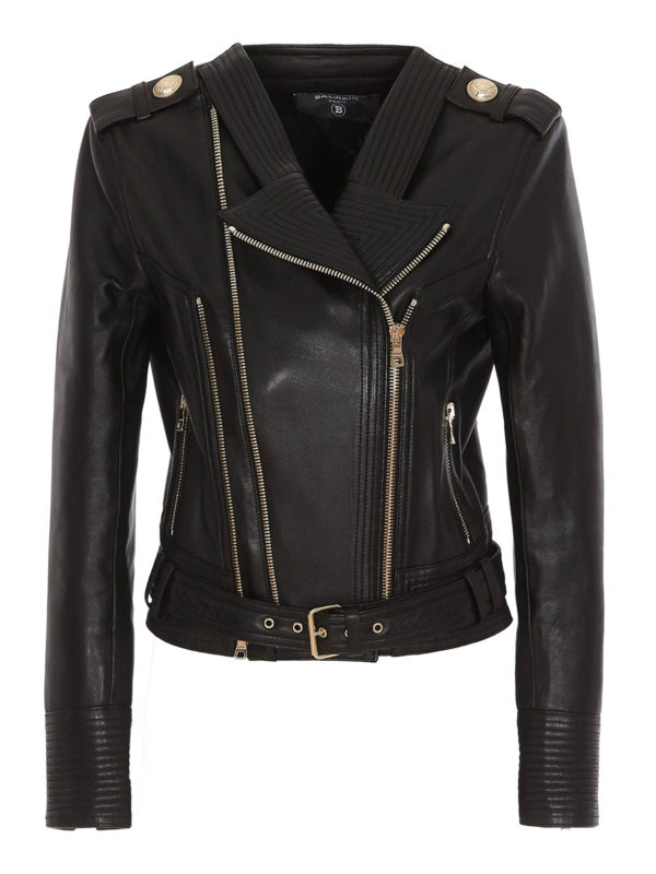 Balmain: leather jacket - Leather biker jacket