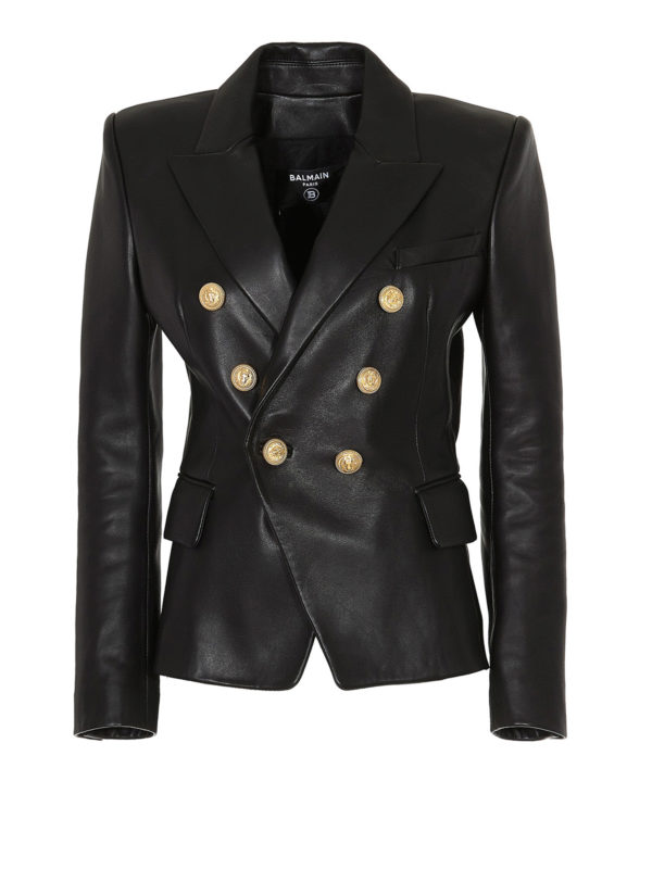 Balmain: Lederjacken - Lederjacke - Schwarz
