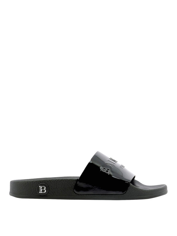 Balmain: Loafers & Slippers - Leather slides