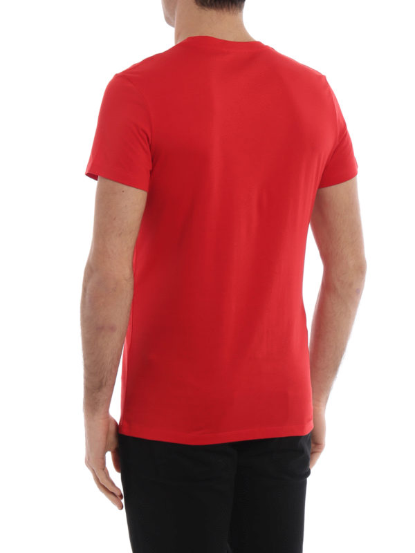 Balmain logo print red T-shirt shop online: Balmain
