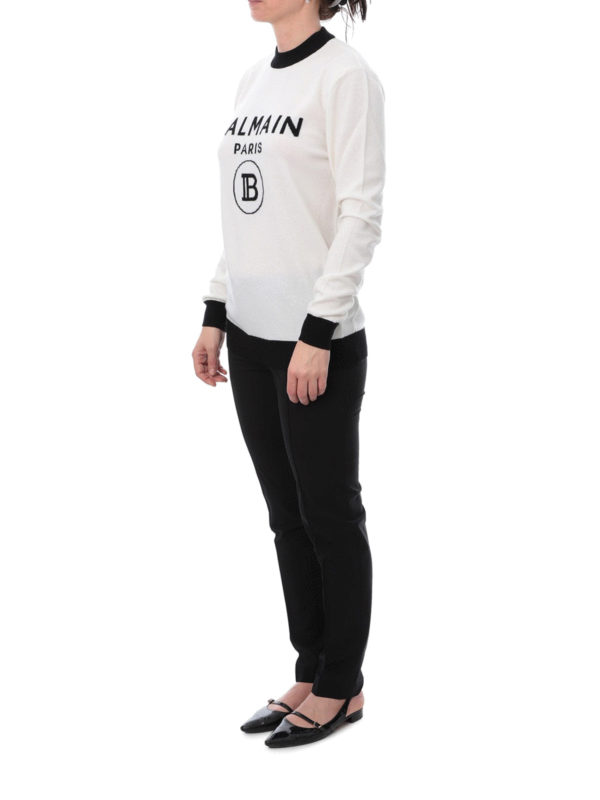Balmain: Suéteres con cuello pico online - Suéter Cuello Redondo - Blanco